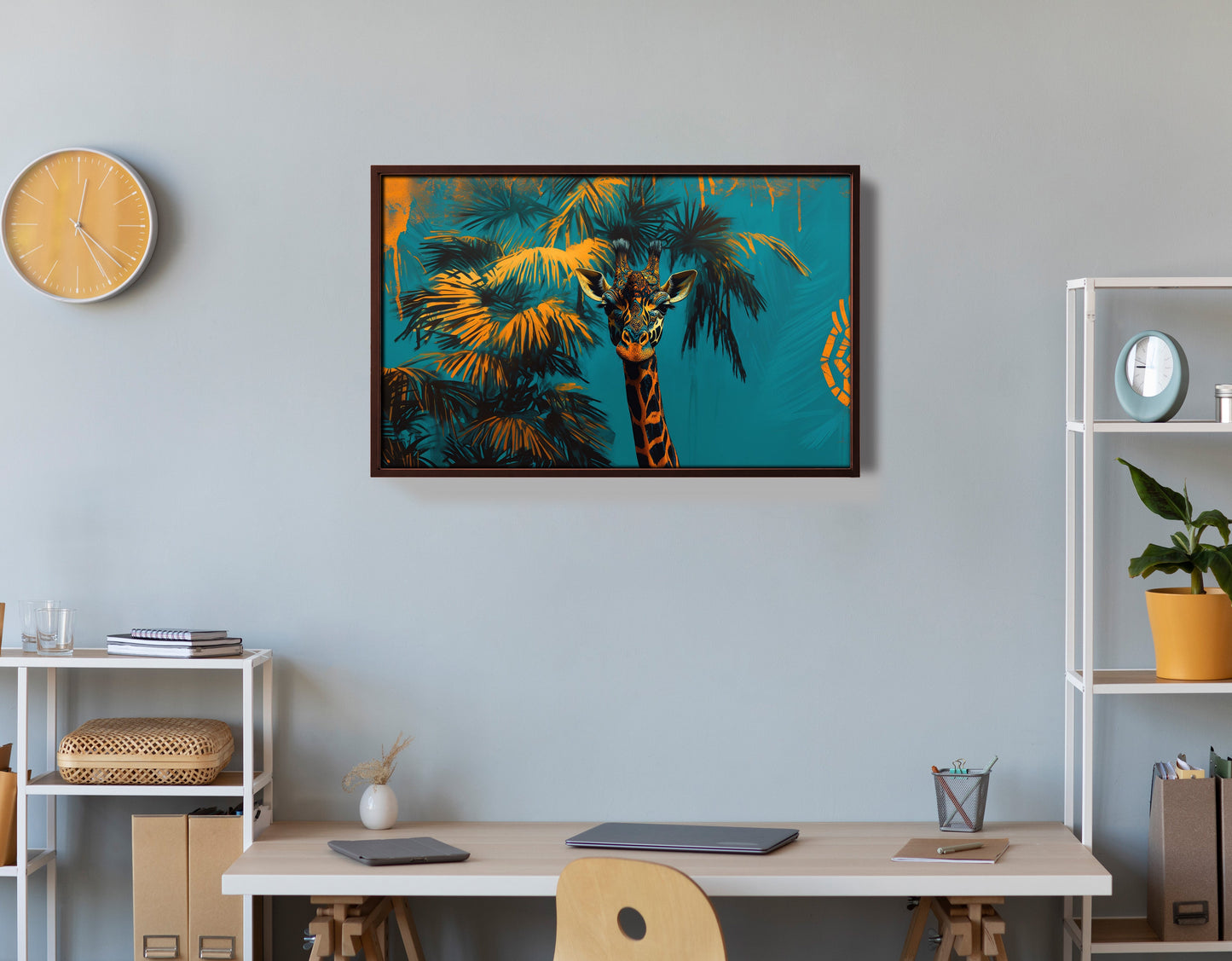 Giraffe Palm Tree African American canvas print view 36