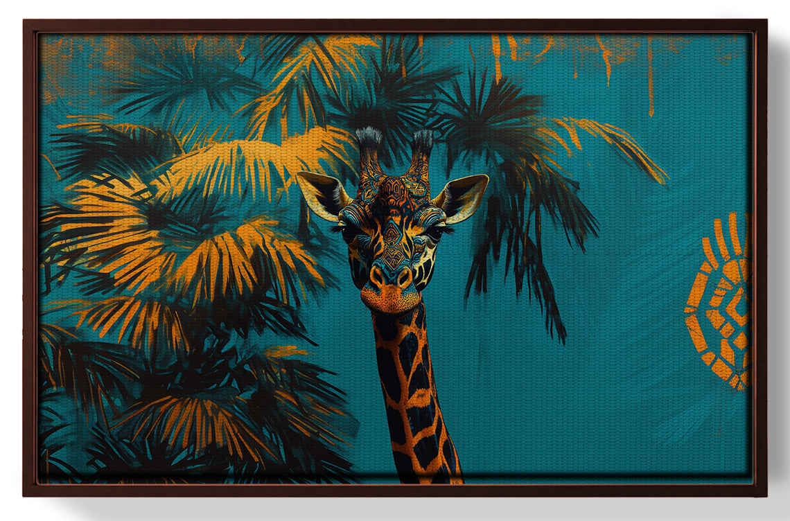Giraffe Palm Tree African American canvas print view 31