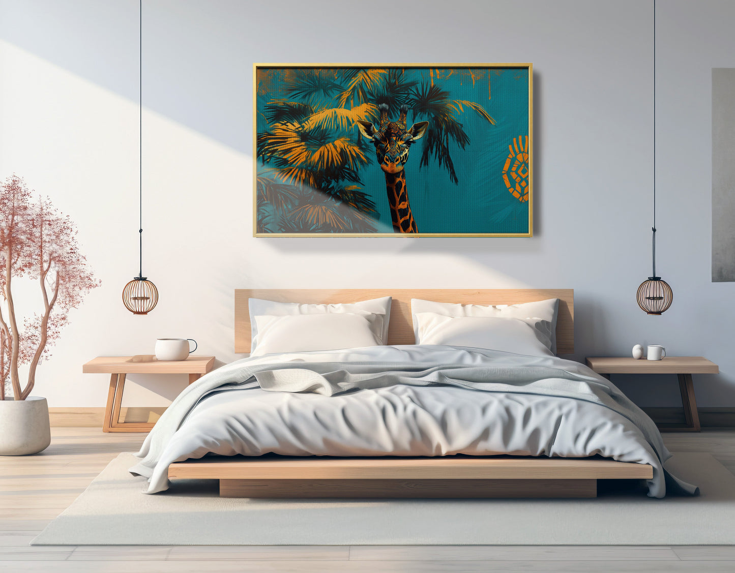 Giraffe Palm Tree African American canvas print view 39