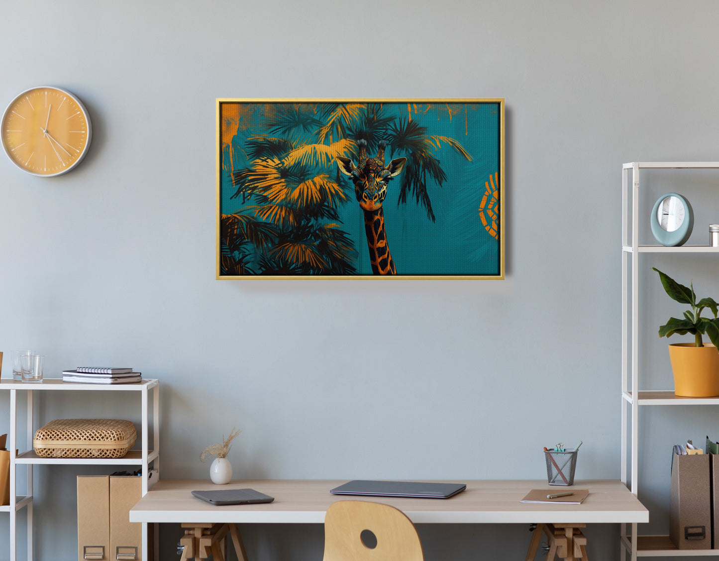 Giraffe Palm Tree African American canvas print view 42