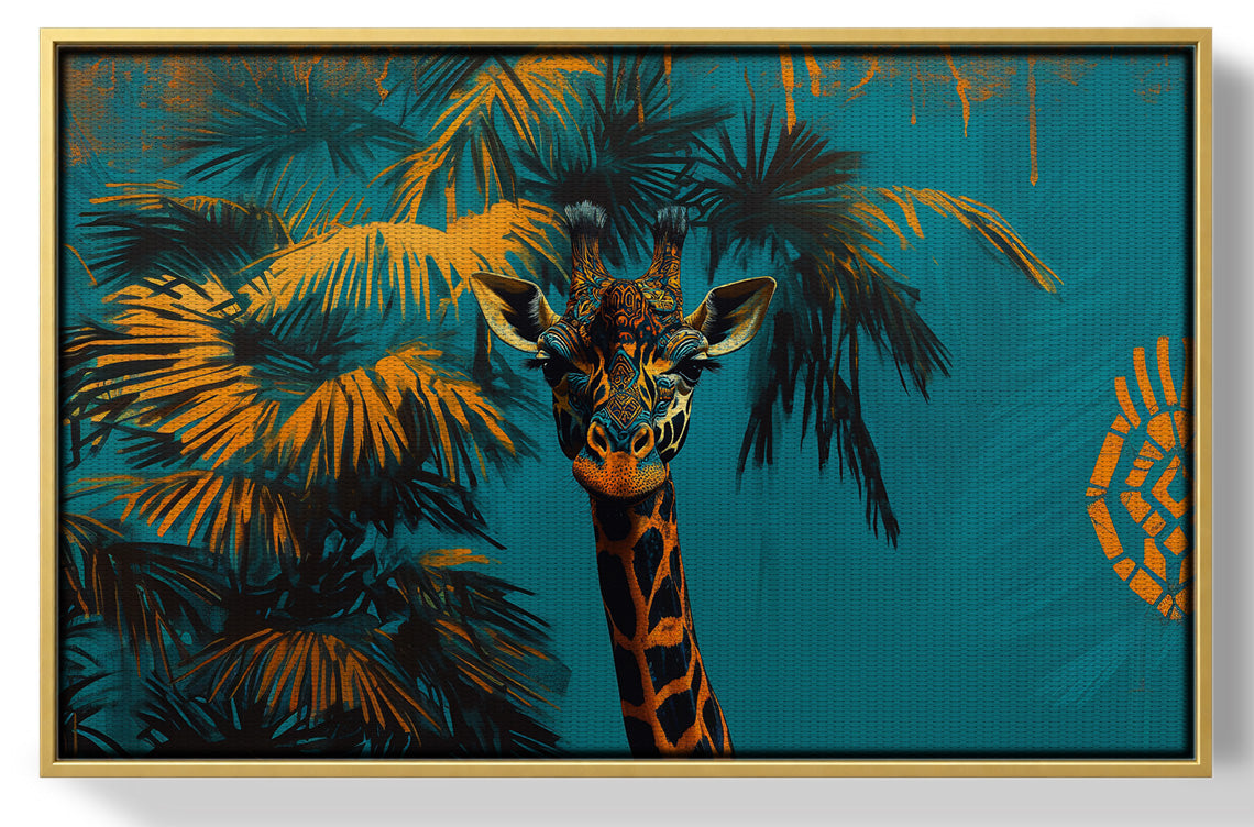 Giraffe Palm Tree African American canvas print view 37