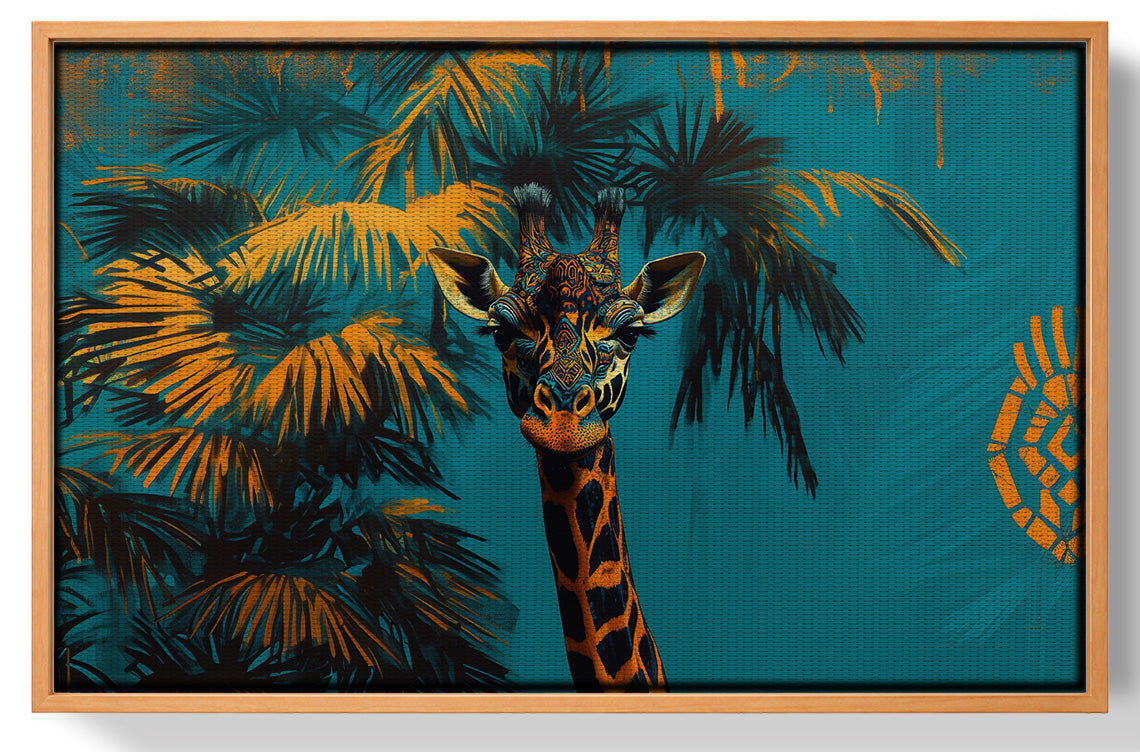 Giraffe Palm Tree African American canvas print view 43