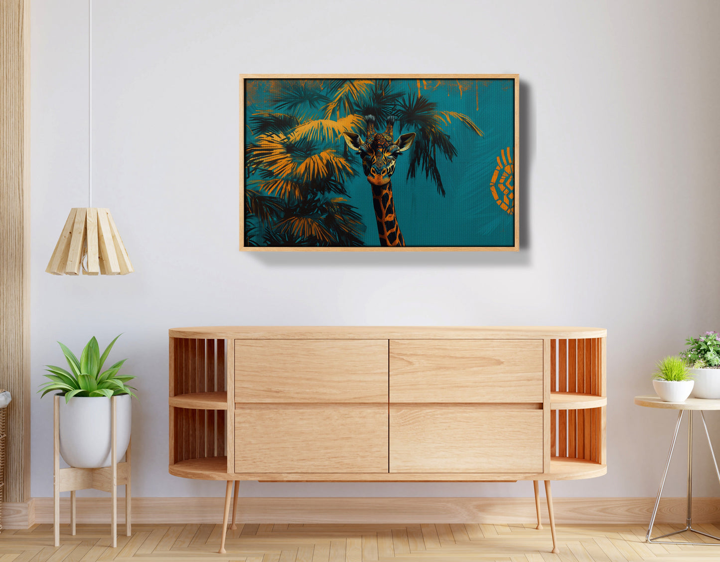 Giraffe Palm Tree African American canvas print view 50