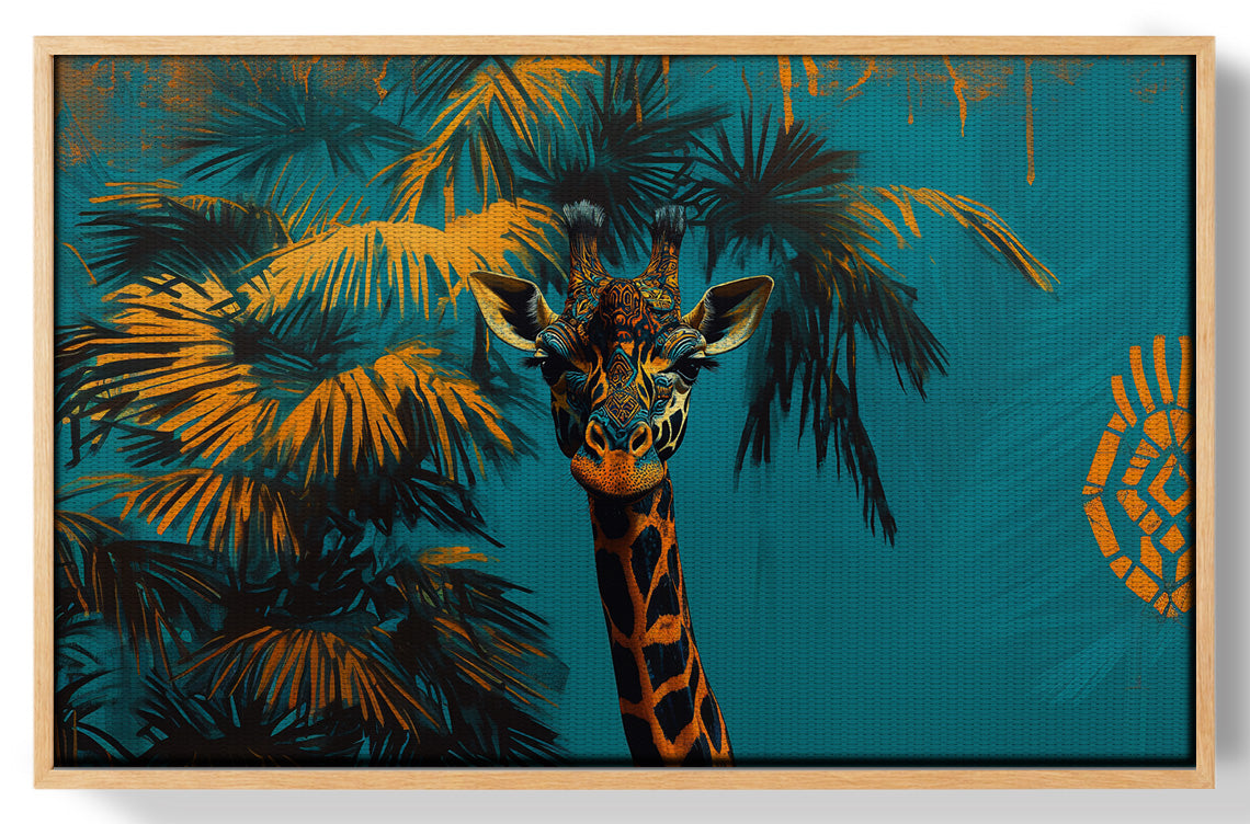 Giraffe Palm Tree African American canvas print view 49