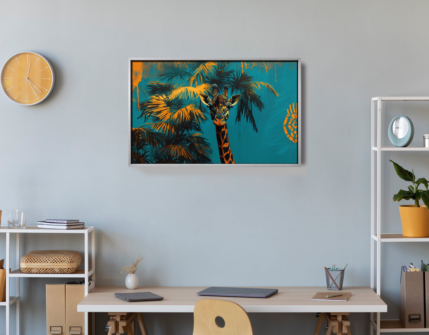 Giraffe Palm Tree African American canvas print view 60