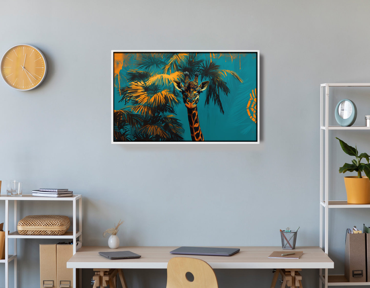 Giraffe Palm Tree African American canvas print view 66