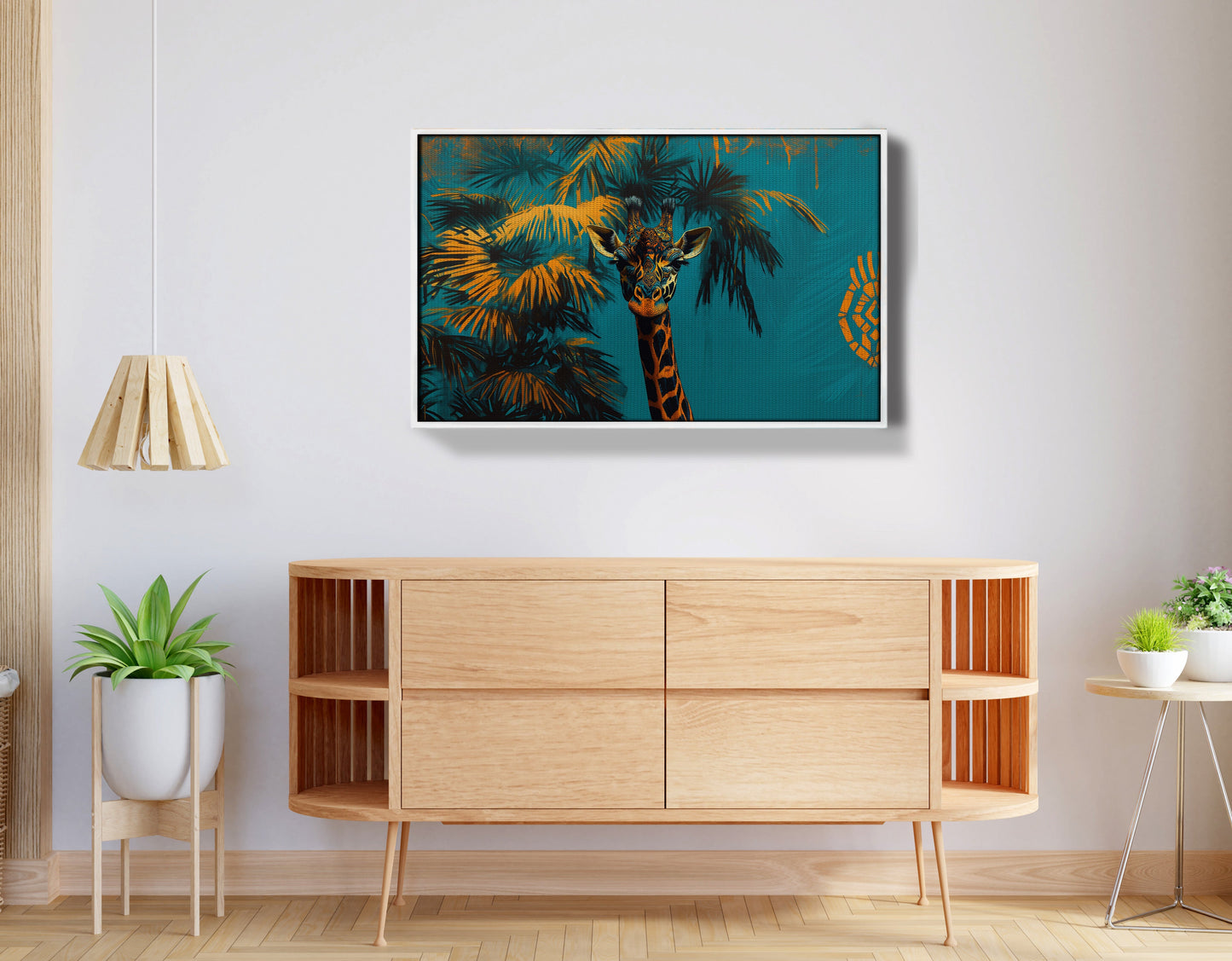 Giraffe Palm Tree African American canvas print view 62