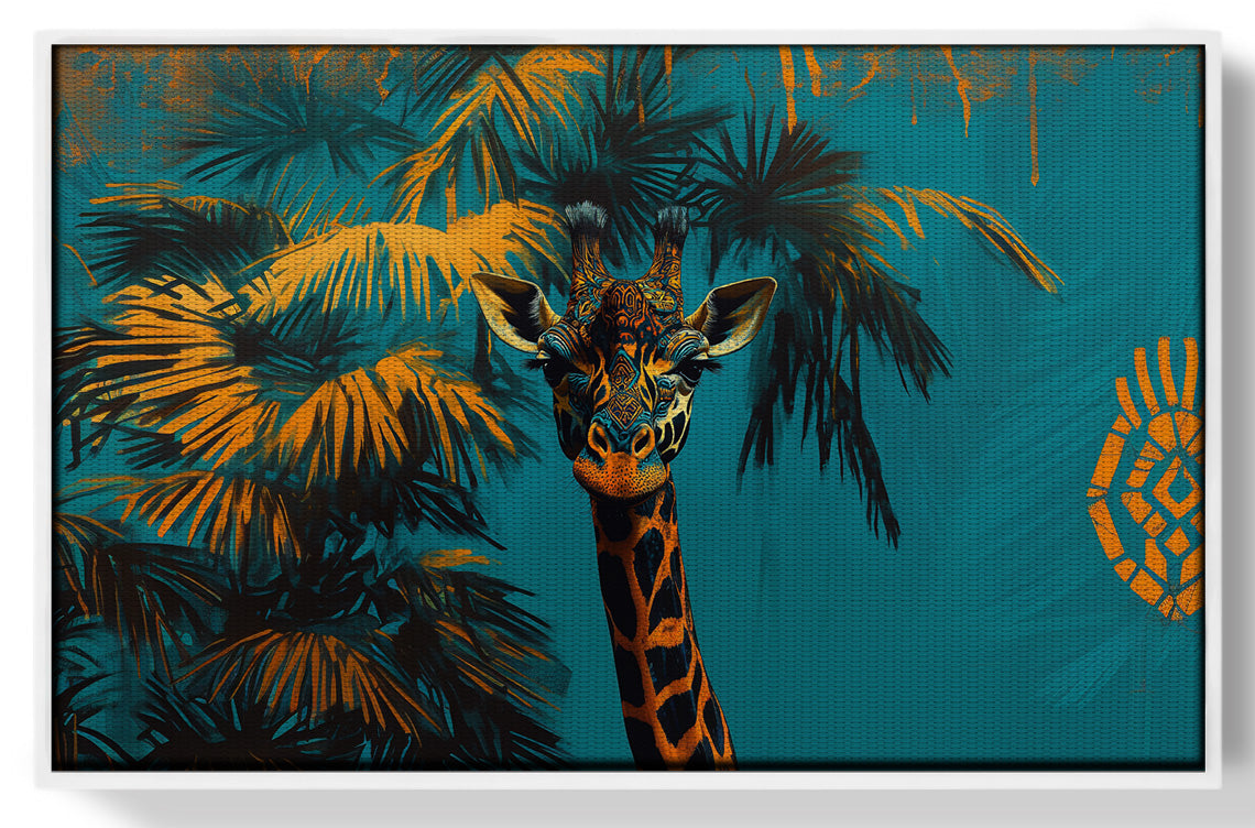 Giraffe Palm Tree African American canvas print view 61
