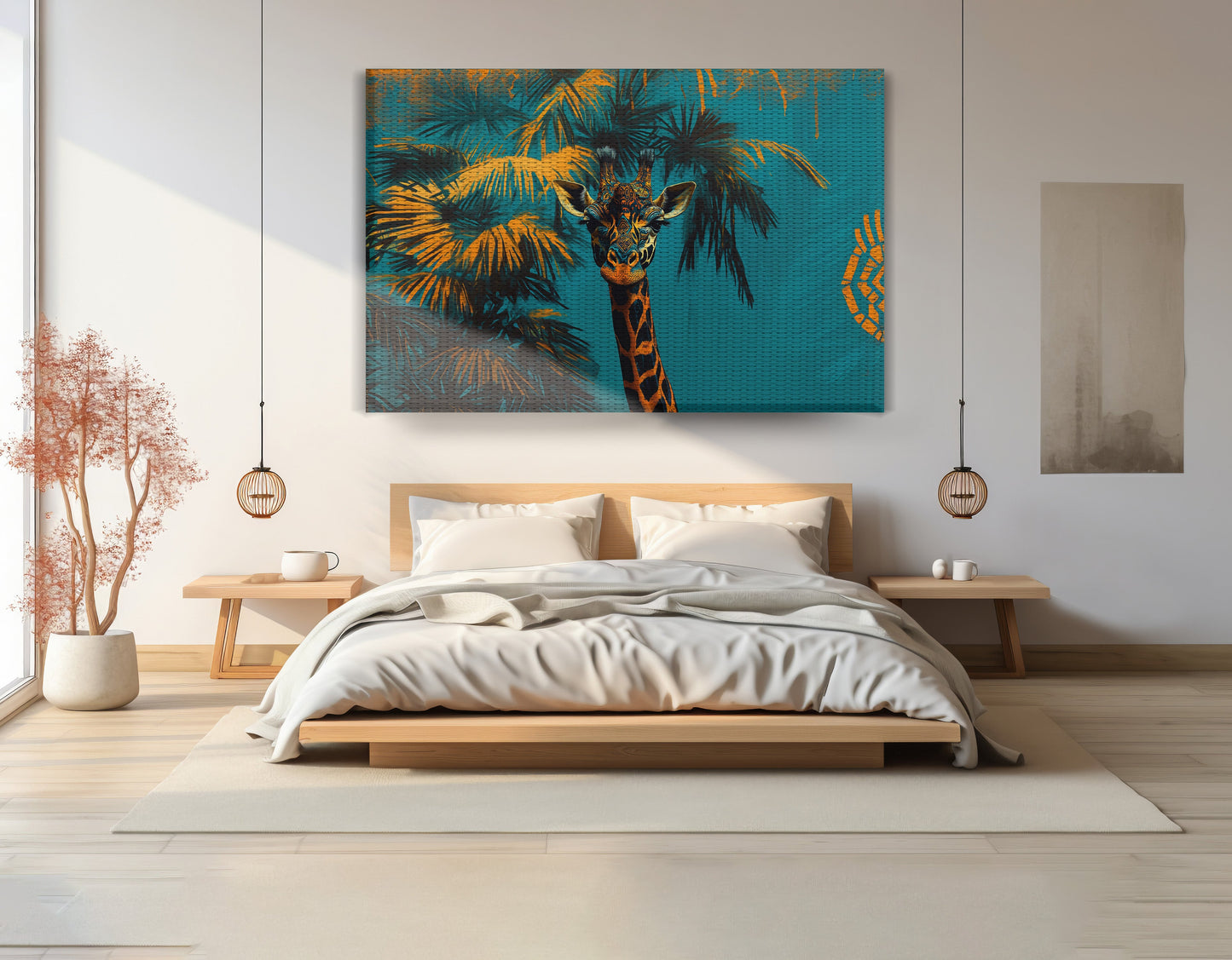 Giraffe Palm Tree African American canvas print view 15