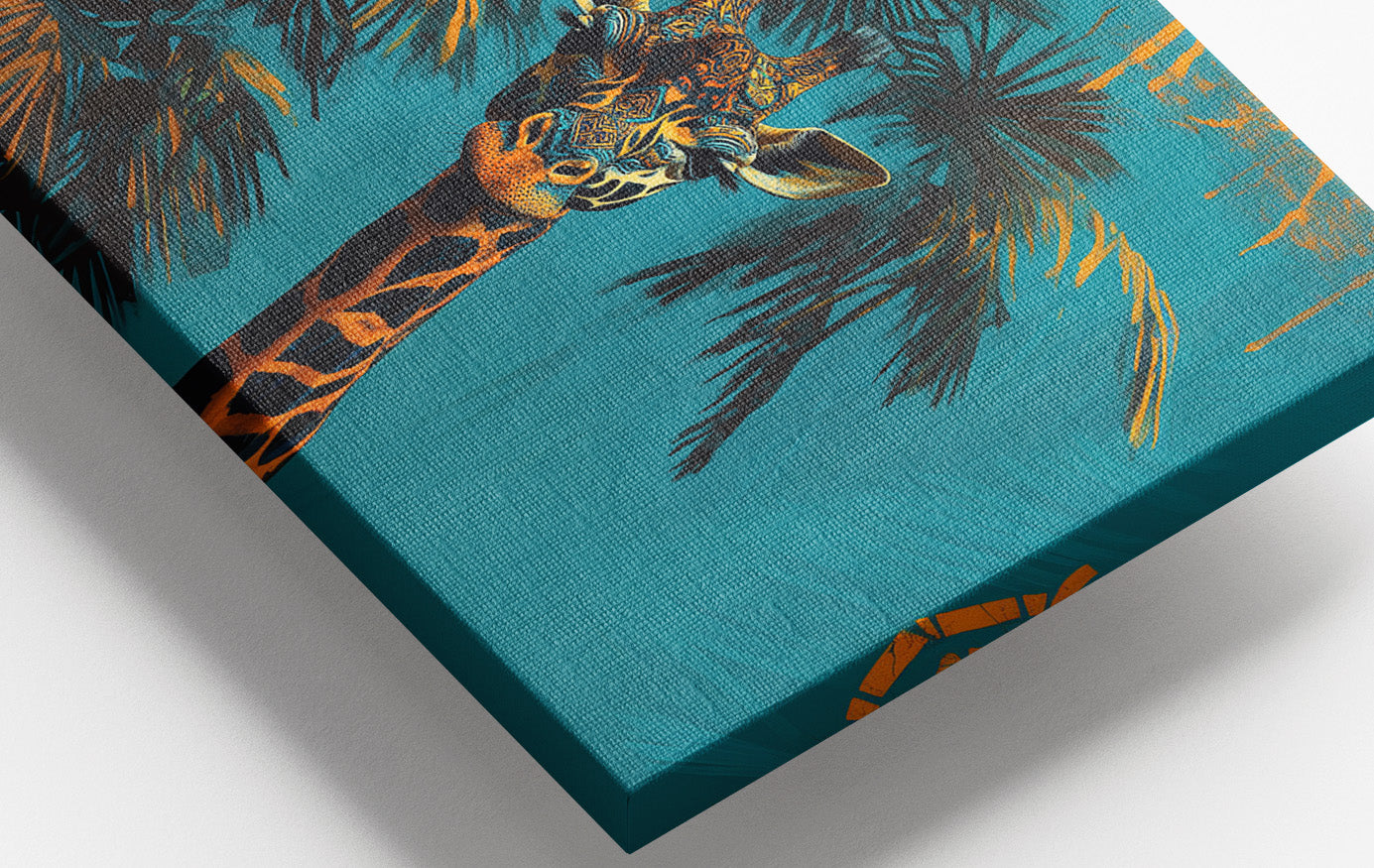 Giraffe Palm Tree African American canvas print view 16