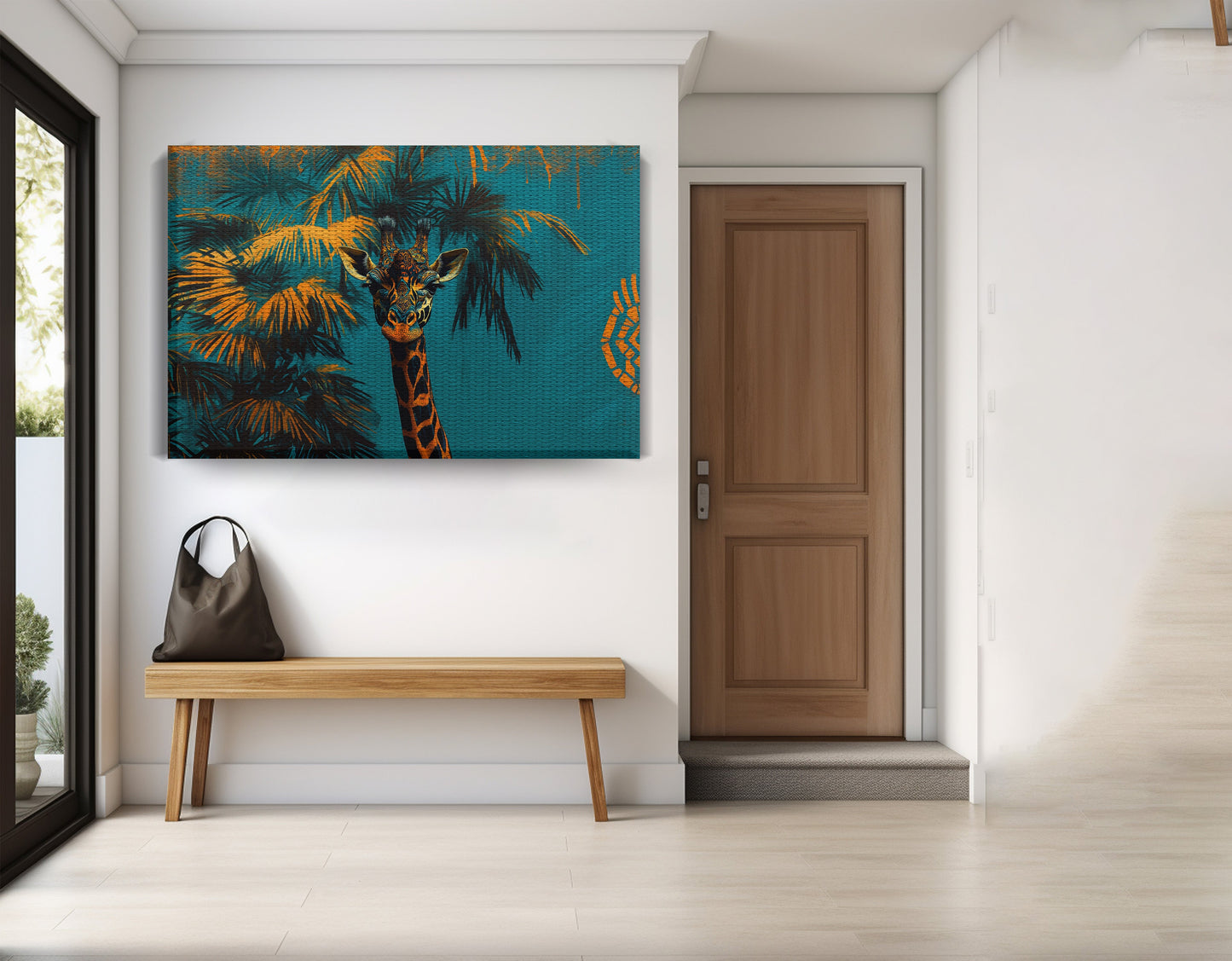 Giraffe Palm Tree African American canvas print view 17