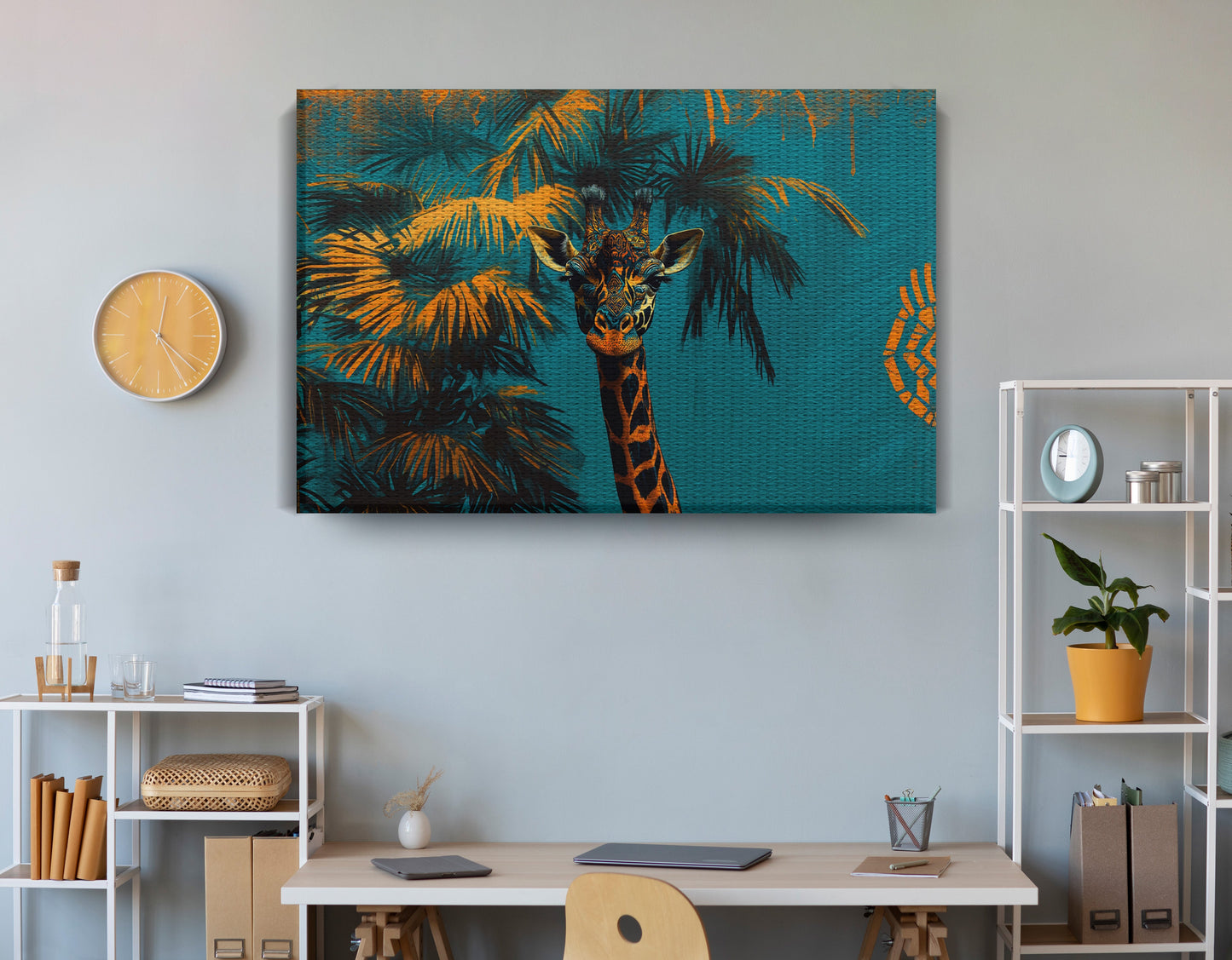 Giraffe Palm Tree African American canvas print view 18