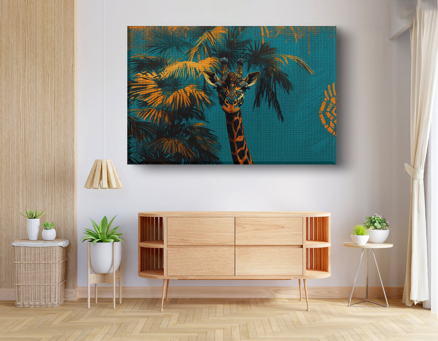 Giraffe Palm Tree African American canvas print view 14