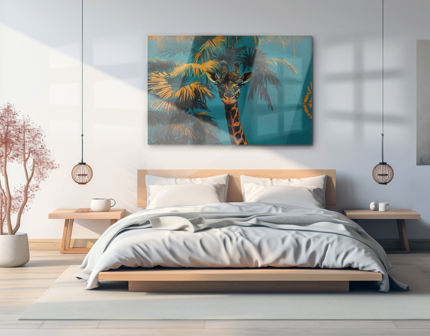 Giraffe Palm Tree African American canvas print view 21