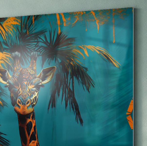Giraffe Palm Tree African American canvas print view 22