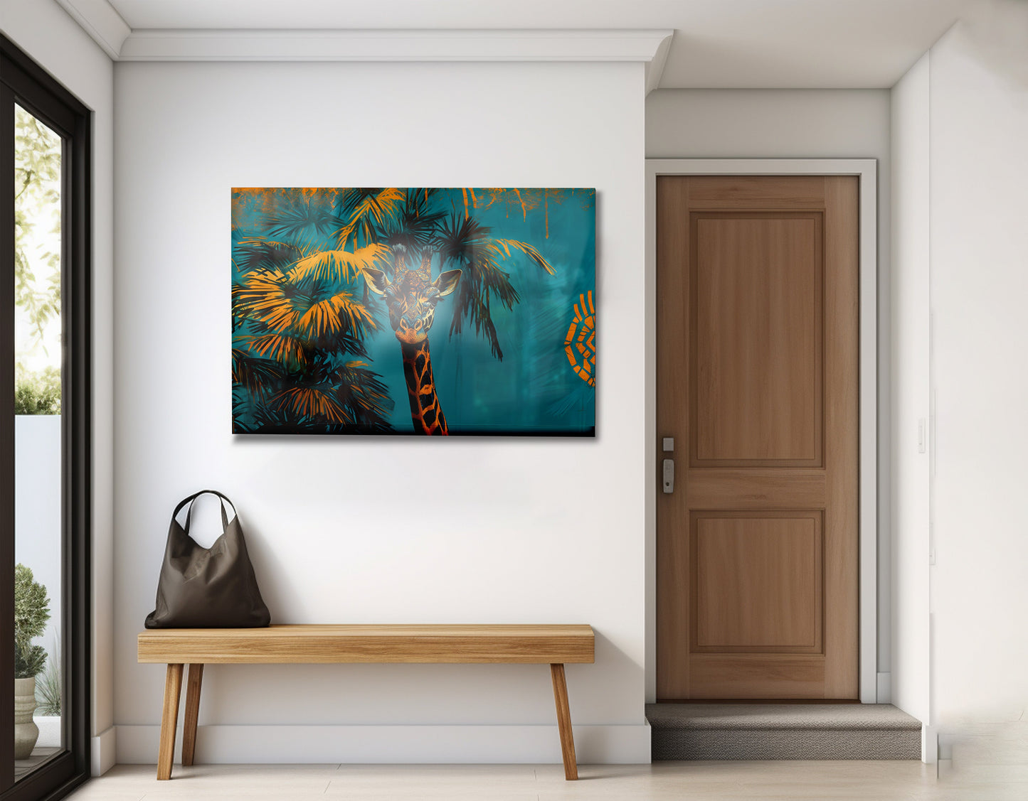 Giraffe Palm Tree African American canvas print view 23