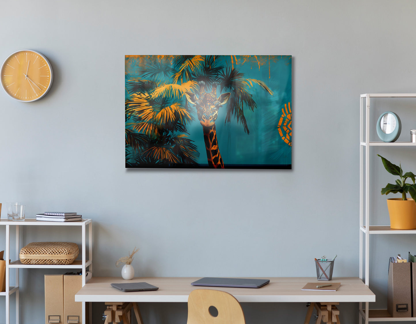 Giraffe Palm Tree African American canvas print view 24