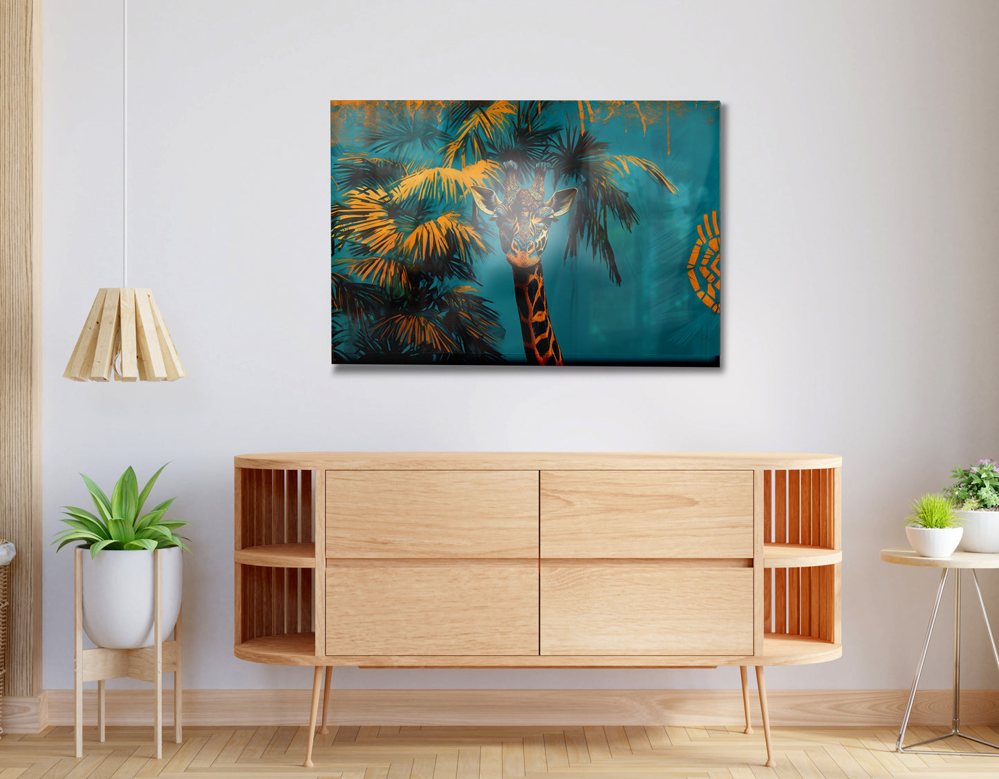 Giraffe Palm Tree African American canvas print view 20