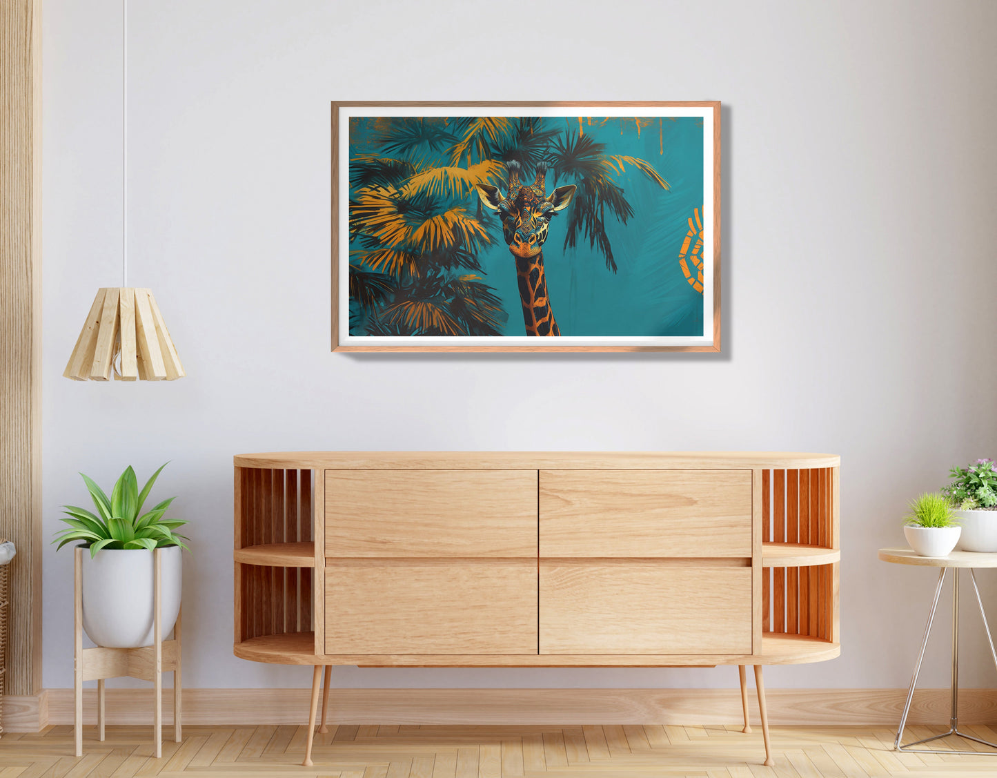 Giraffe Palm Tree African American canvas print view 80