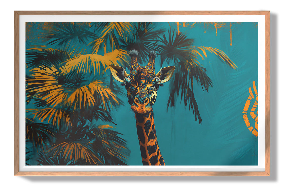 Giraffe Palm Tree African American canvas print view 79