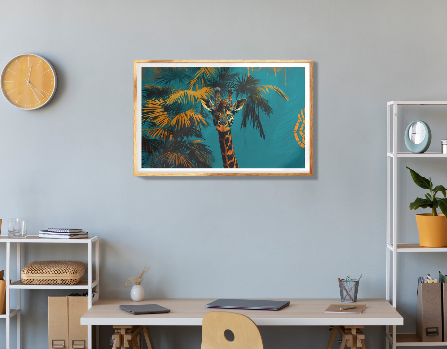 Giraffe Tropical Sunset Black Caribbean wall art view 78