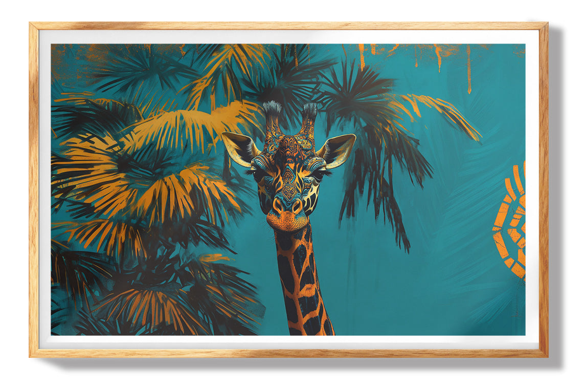 Giraffe Tropical Sunset Black Caribbean wall art view 73