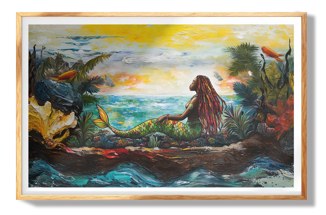 Giraffe Red Moon Jungle African American canvas print view 73