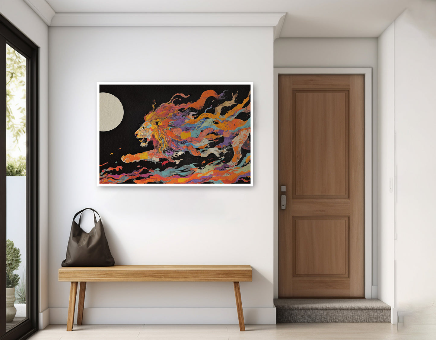 Fiery Lion Moon Black African American canvas print home decor view