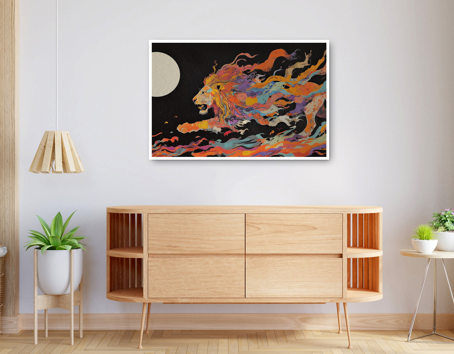 Alternate view of Fiery Lion Moon Black African American canvas print