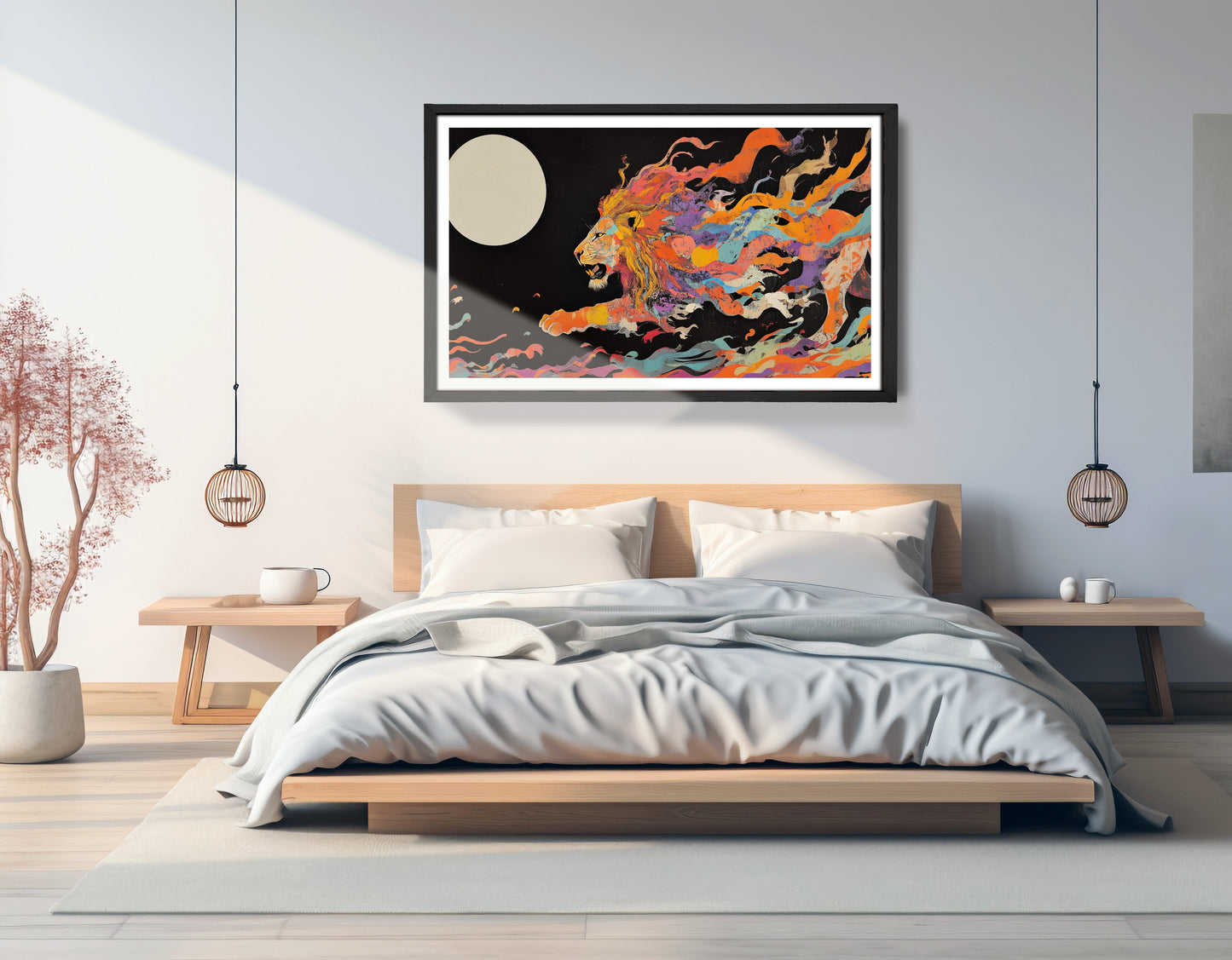 Fiery Lion Moon Black African American canvas print view 69