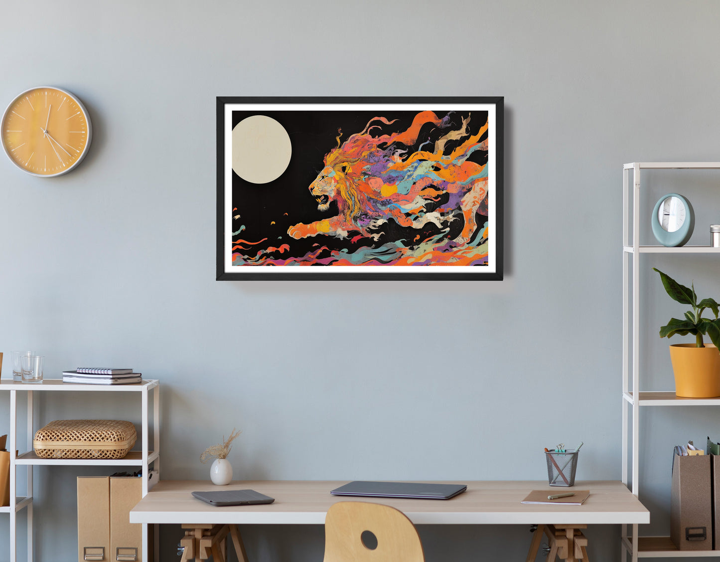 Fiery Lion Moon Black African American canvas print view 72