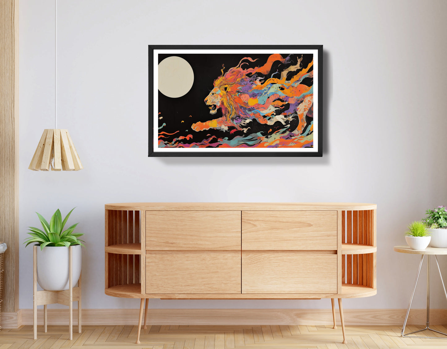 Fiery Lion Moon Black African American canvas print view 68