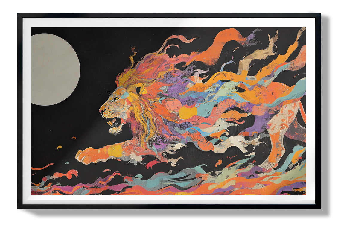 Fiery Lion Moon Black African American canvas print view 67
