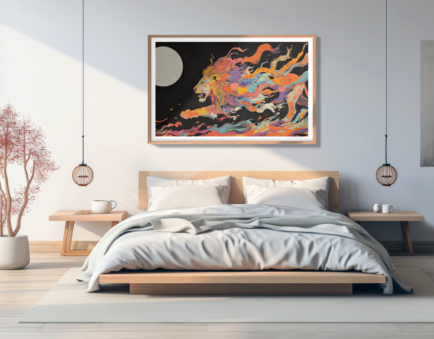 Fiery Lion Moon Black African American canvas print view 81