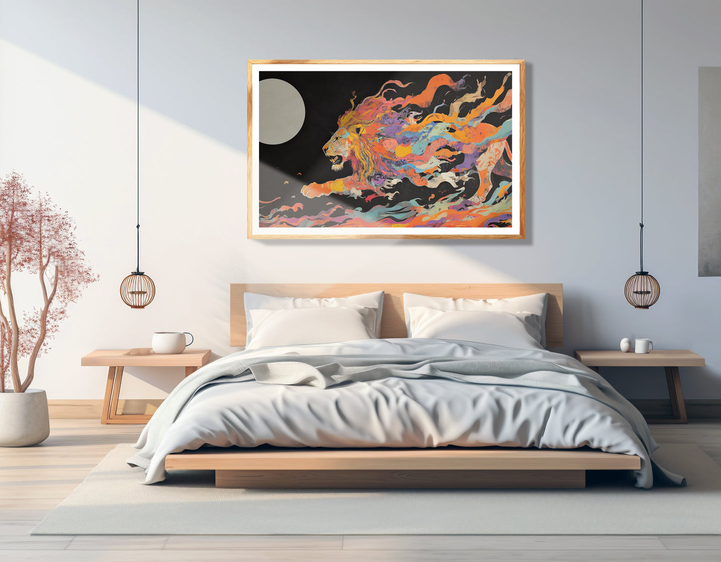 Fiery Lion Moon Black African American canvas print view 75