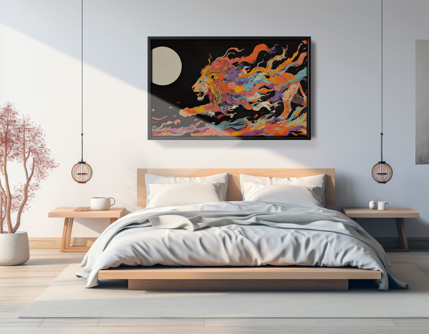 Fiery Lion Moon Black African American canvas print view 27