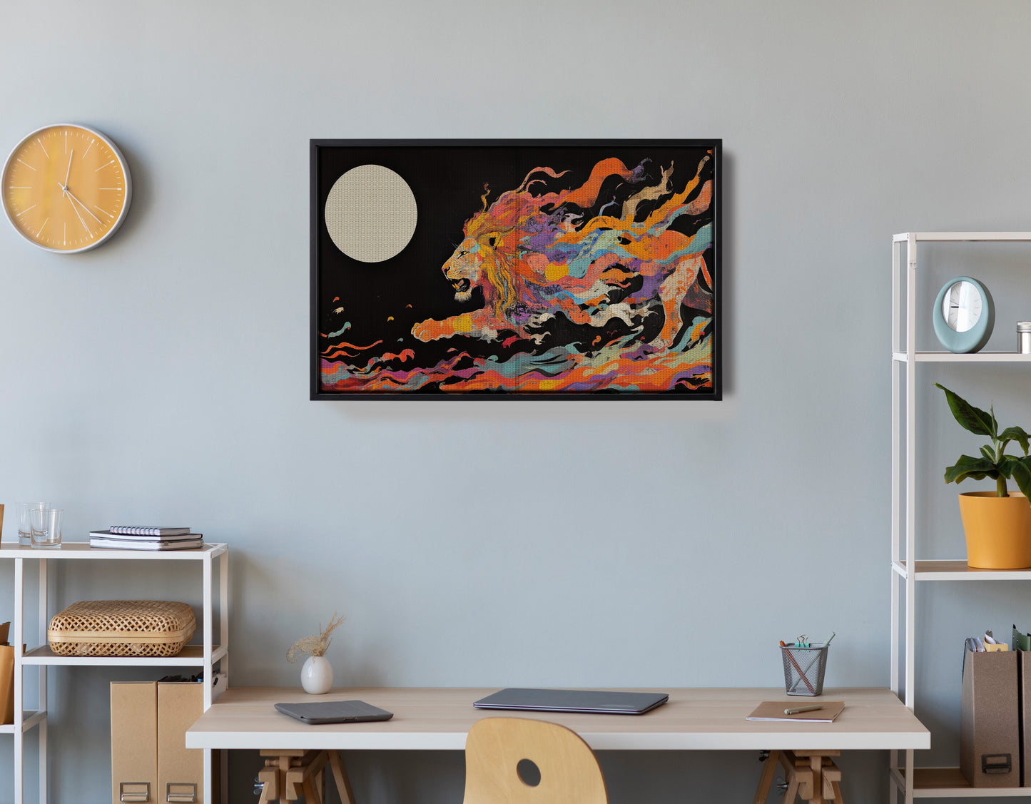 Fiery Lion Moon Black African American canvas print view 30