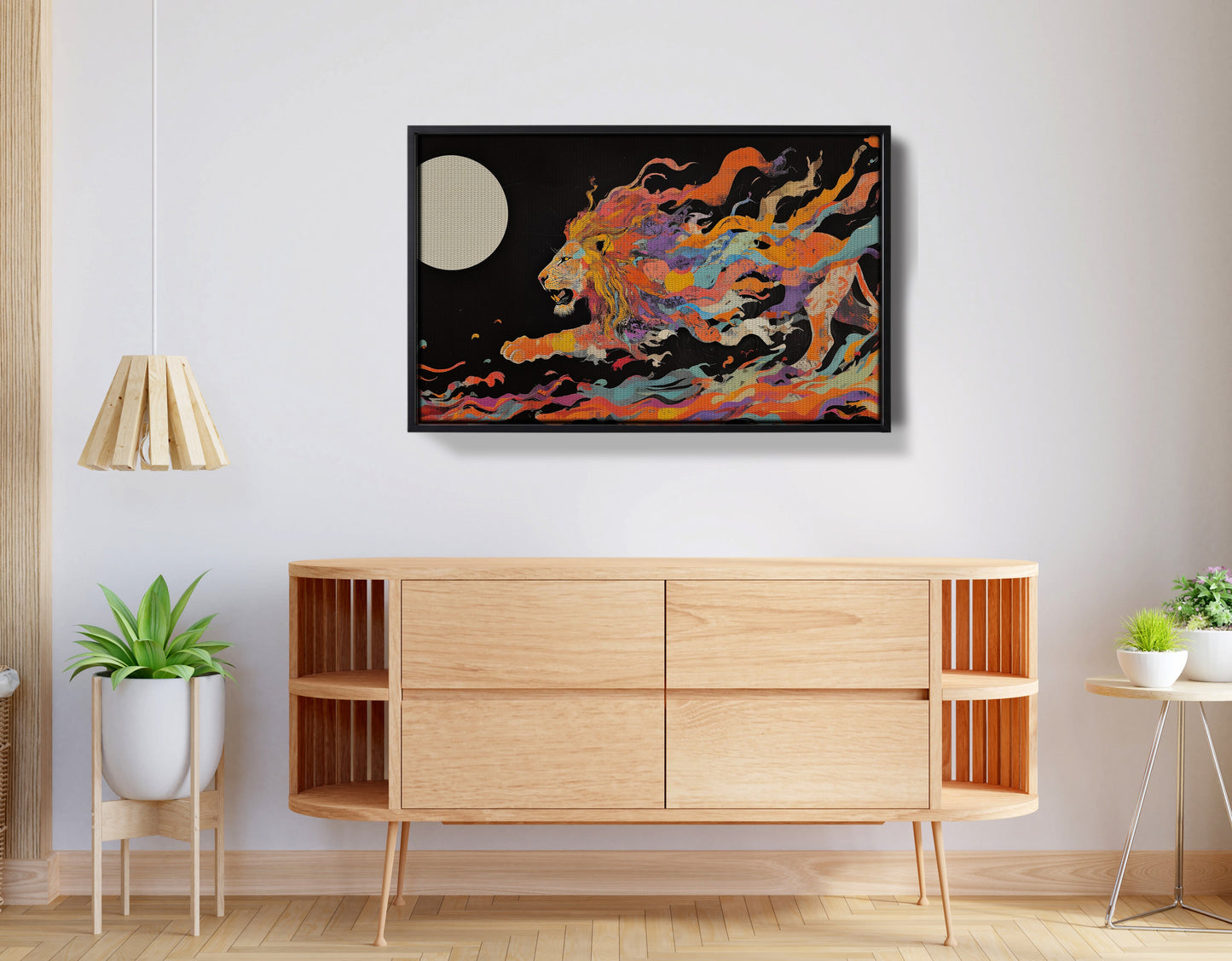 Fiery Lion Moon Black African American canvas print view 26