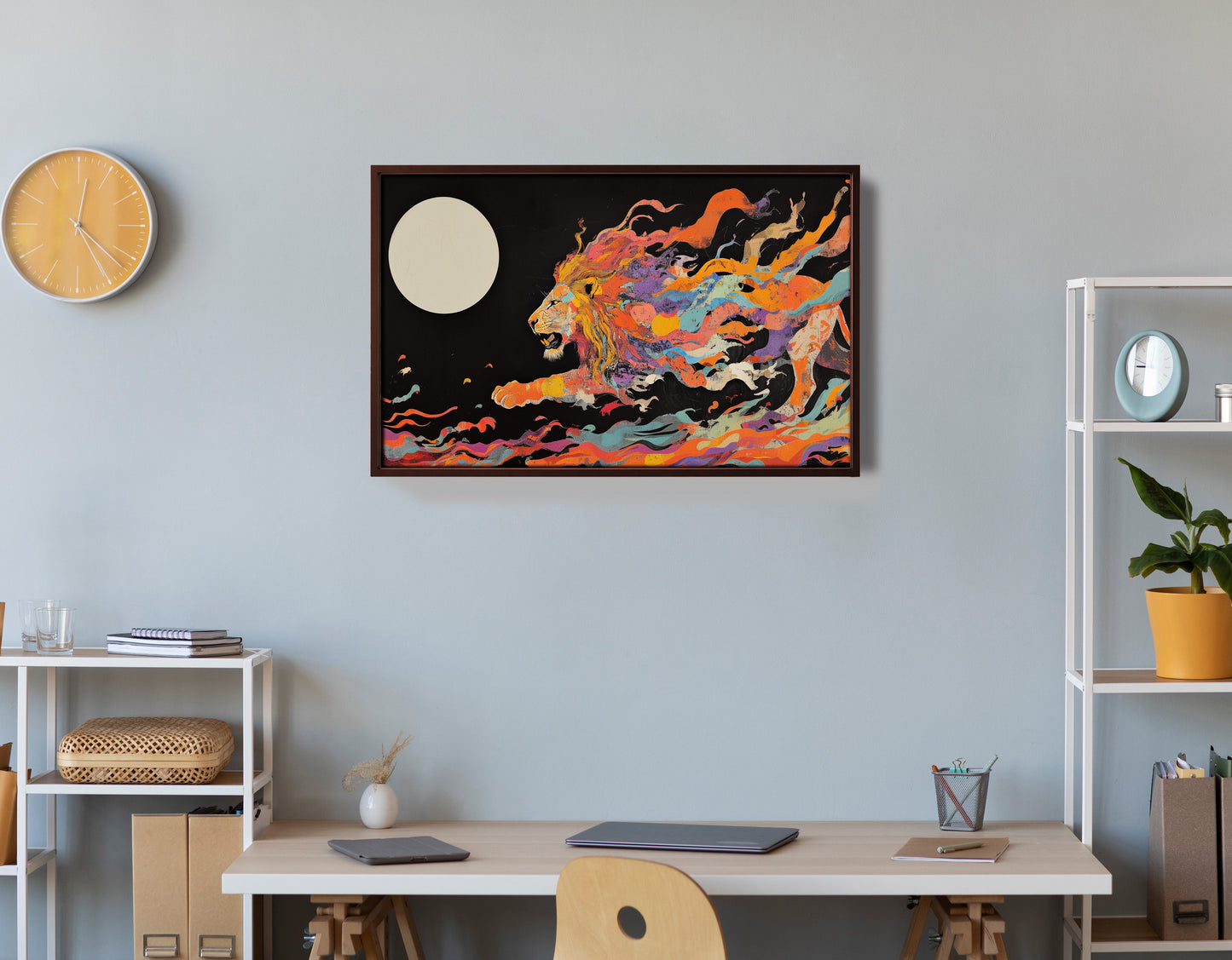 Fiery Lion Moon Black African American canvas print view 36