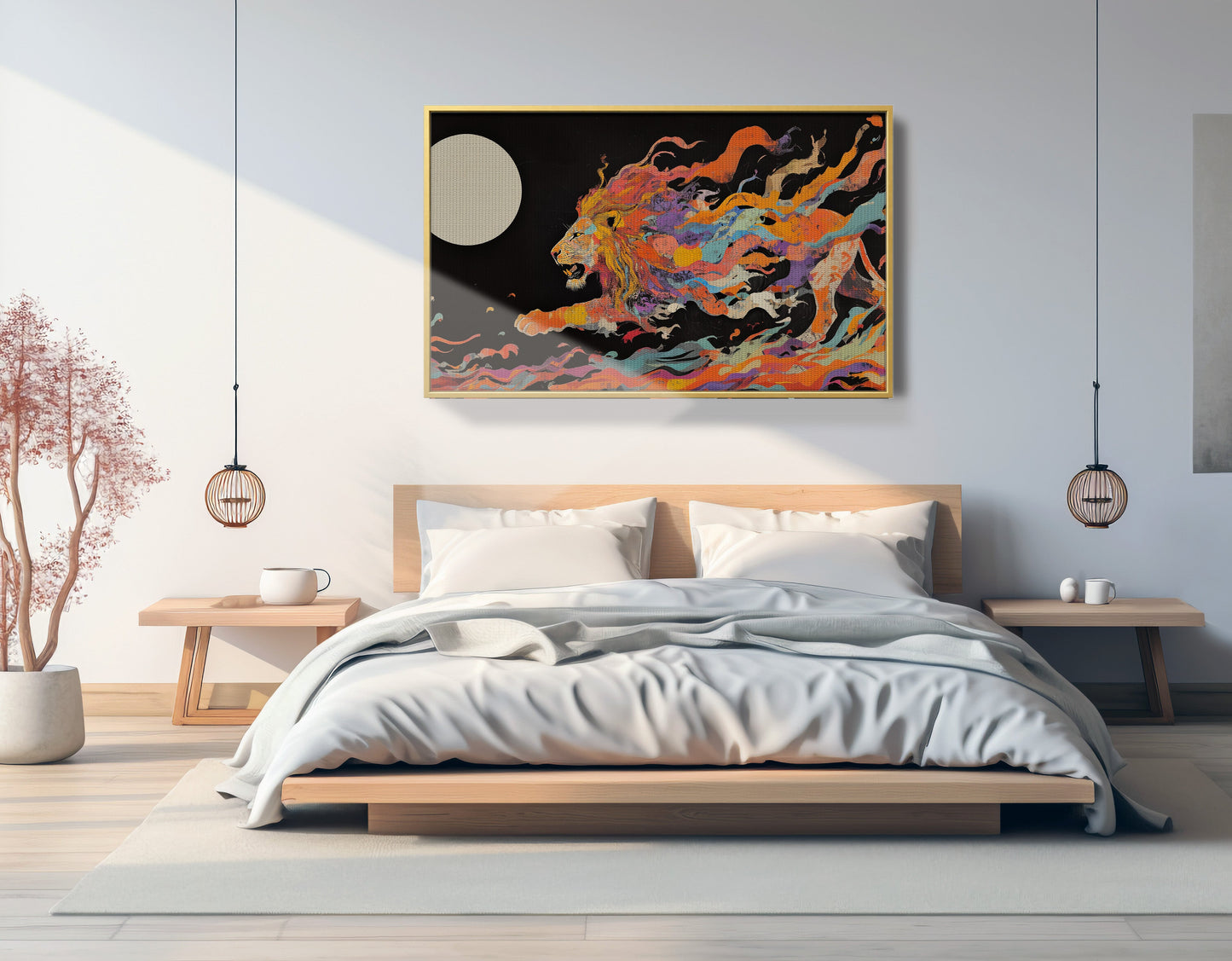 Fiery Lion Moon Black African American canvas print view 39