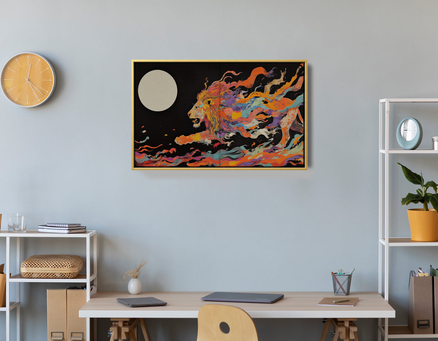 Fiery Lion Moon Black African American canvas print view 42