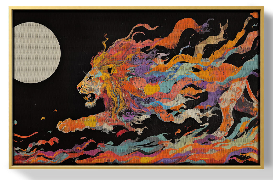 Fiery Lion Moon Black African American canvas print view 37