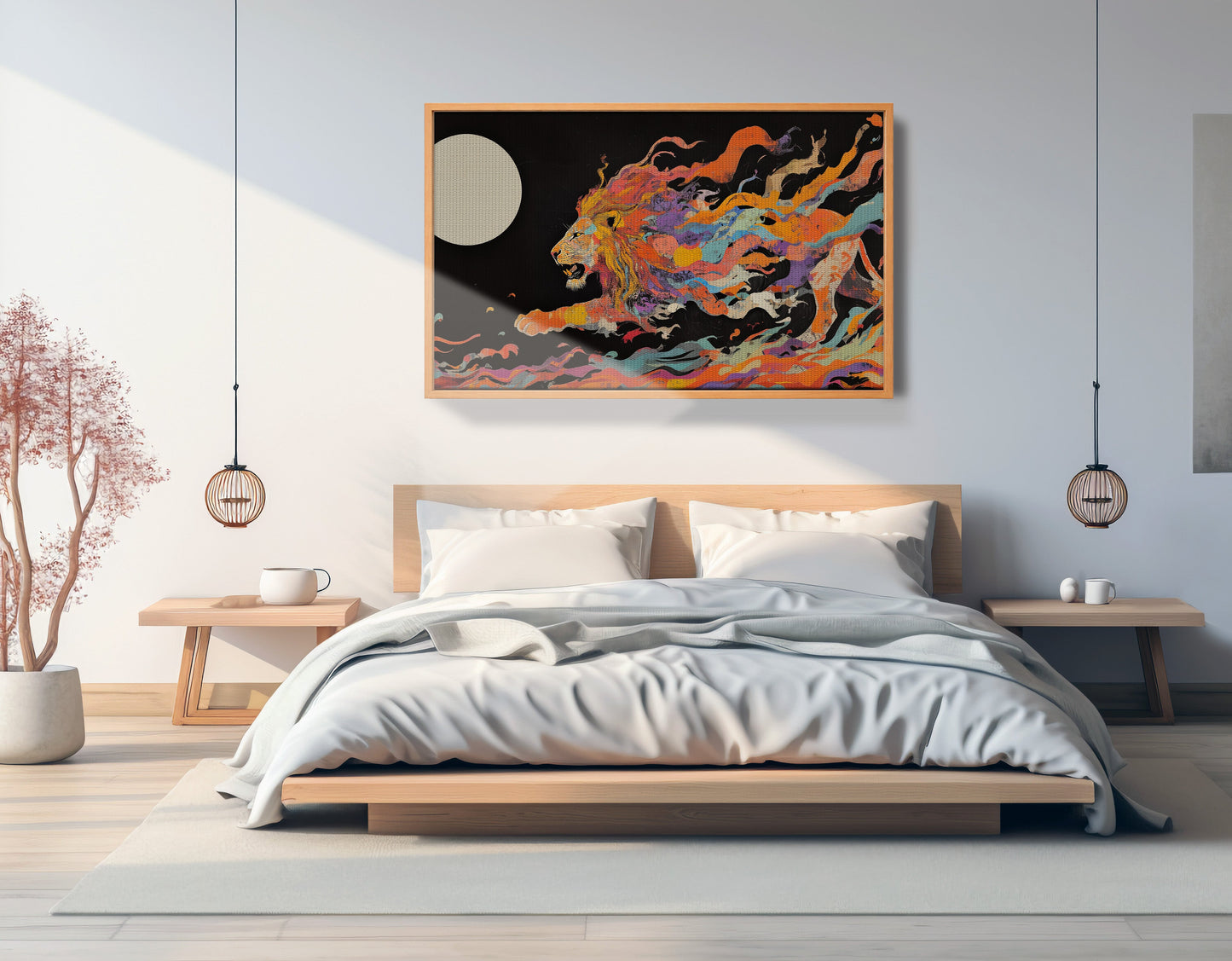 Fiery Lion Moon Black African American canvas print view 45