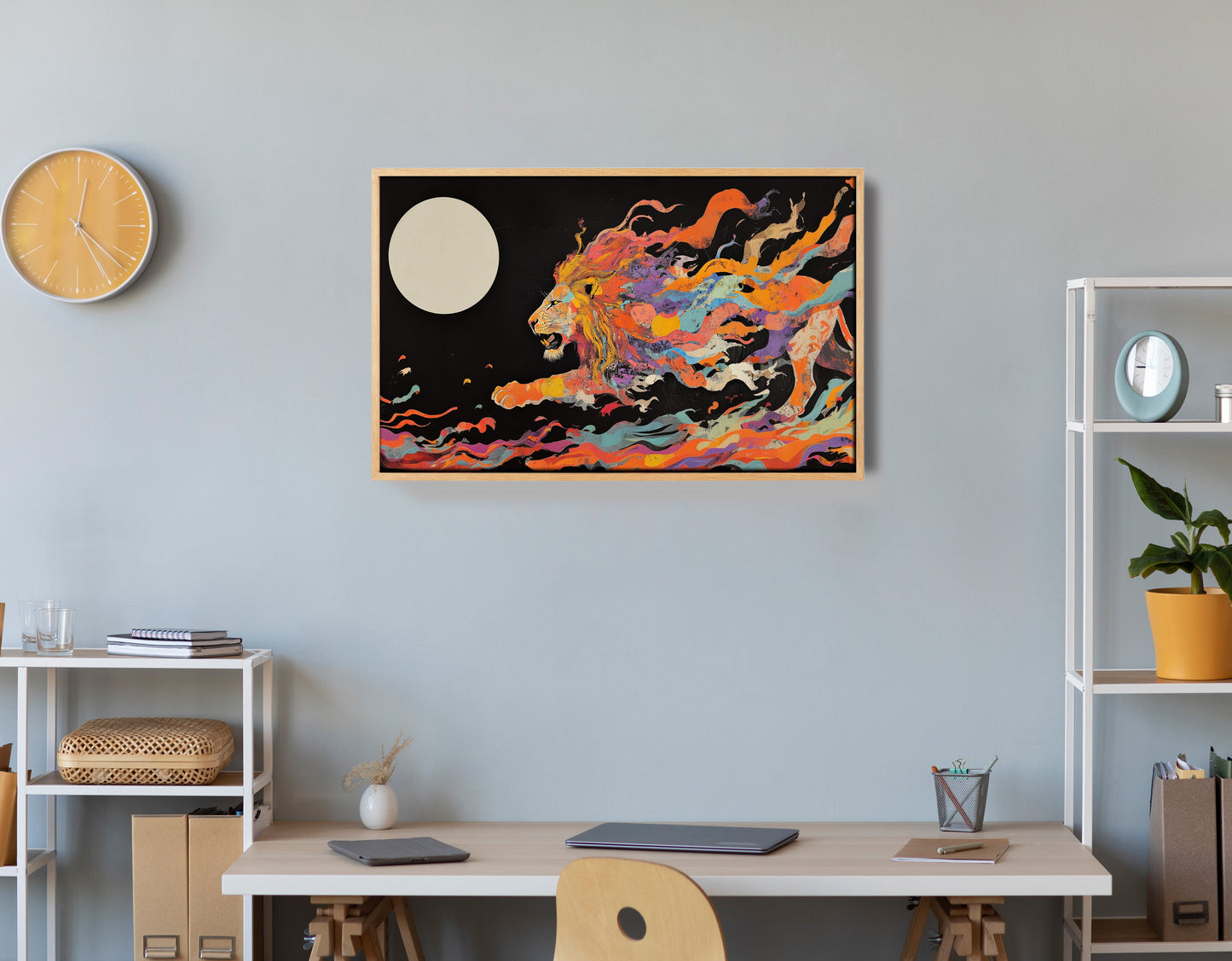 Fiery Lion Moon Black African American canvas print view 54