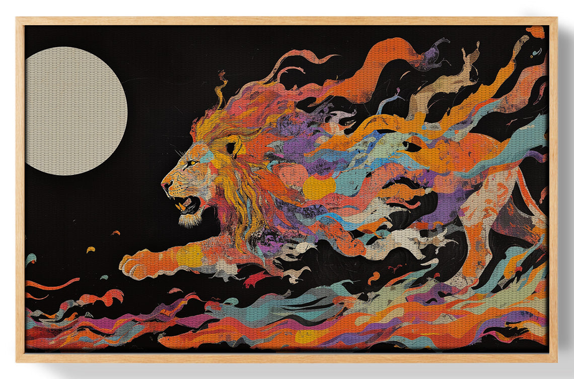 Fiery Lion Moon Black African American canvas print view 49
