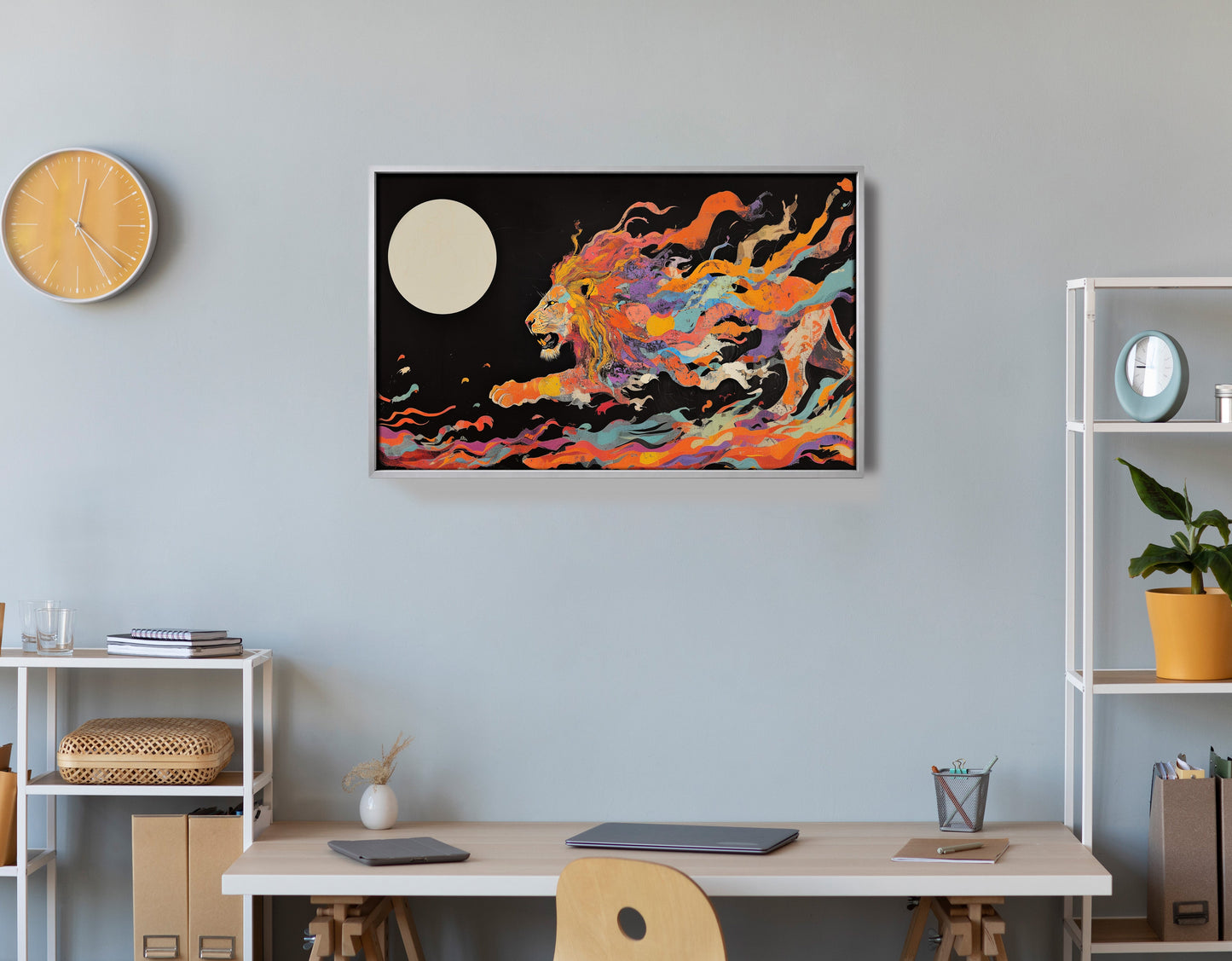 Fiery Lion Moon Black African American canvas print view 60