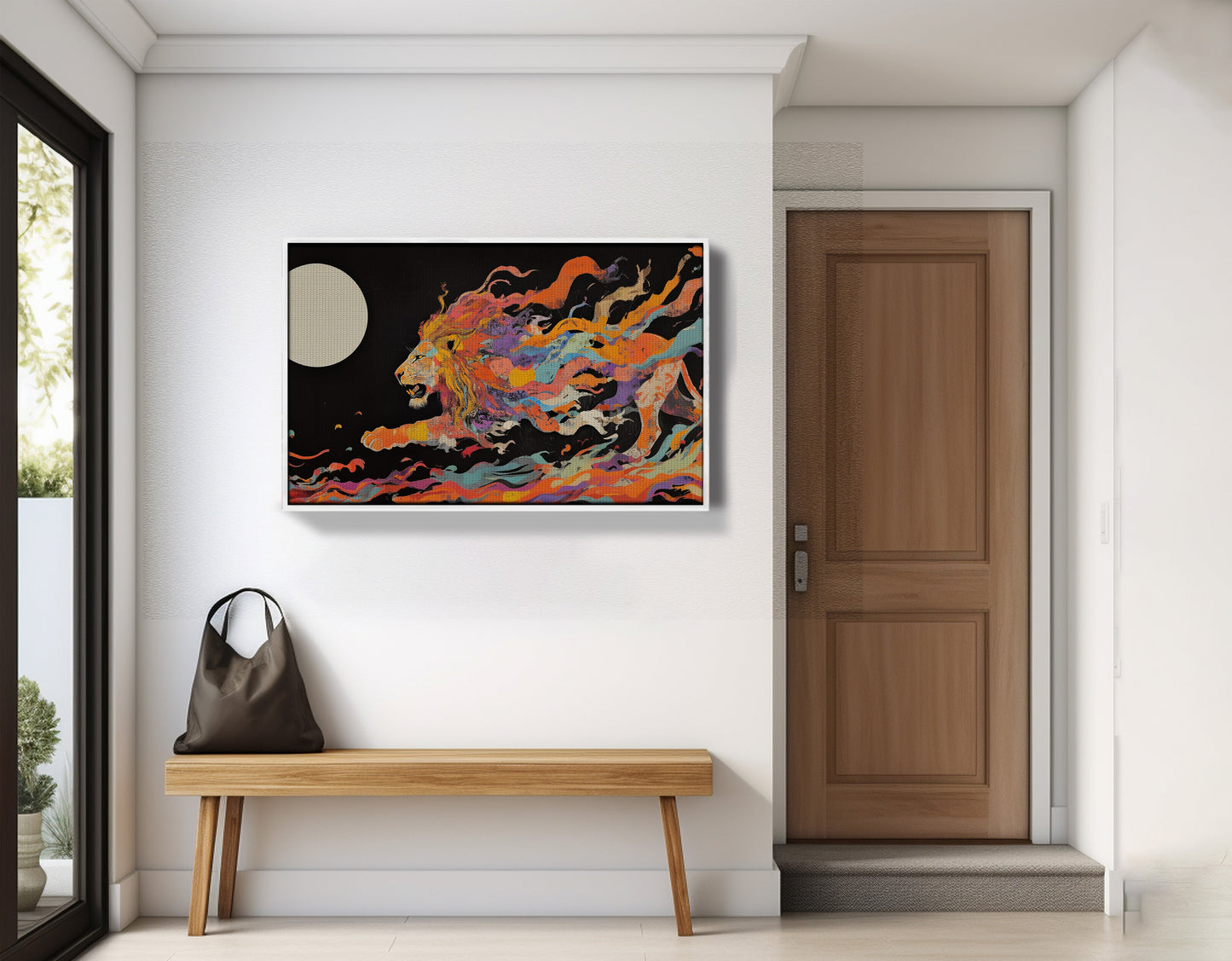 Fiery Lion Moon Black African American canvas print view 65