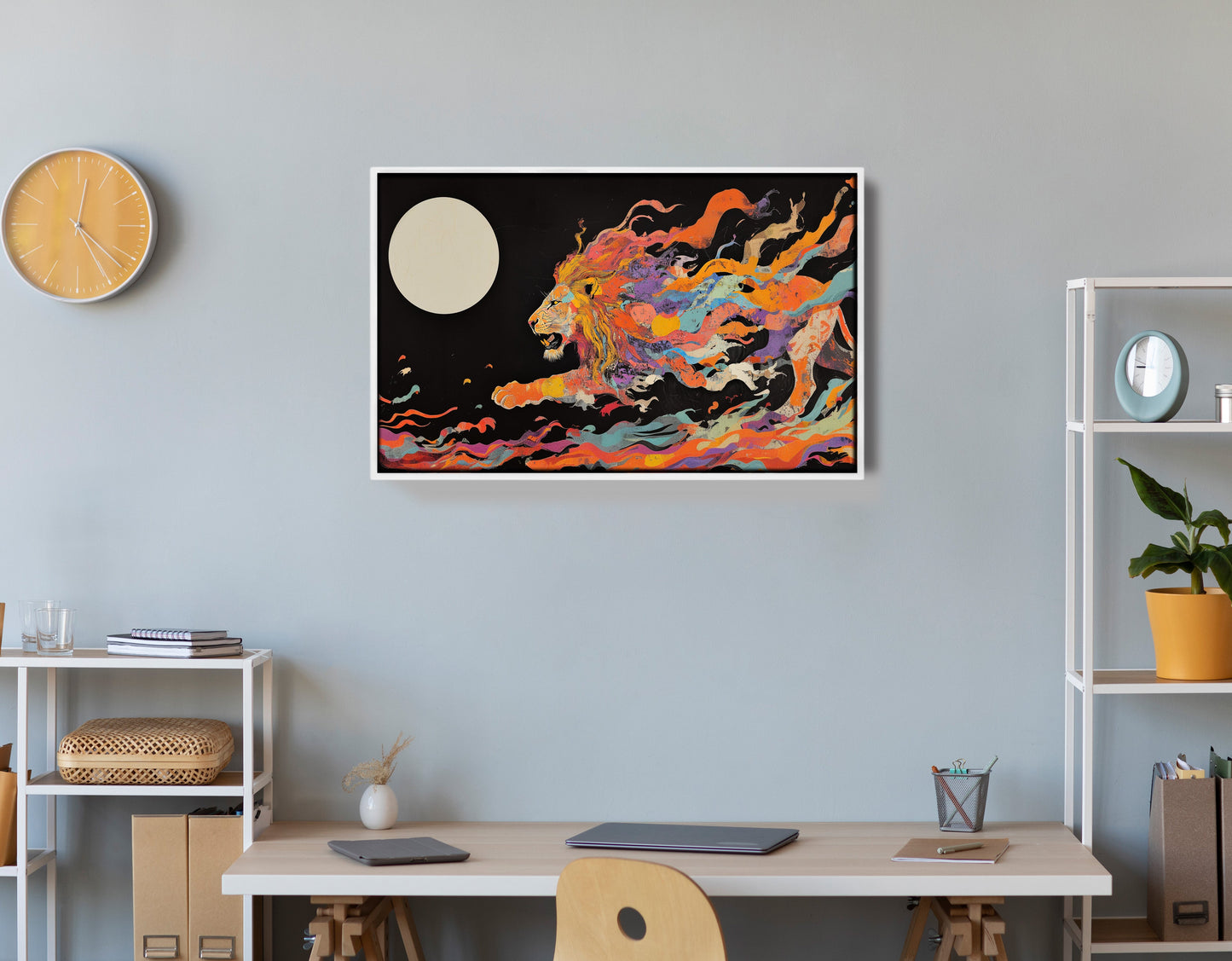 Fiery Lion Moon Black African American canvas print view 66