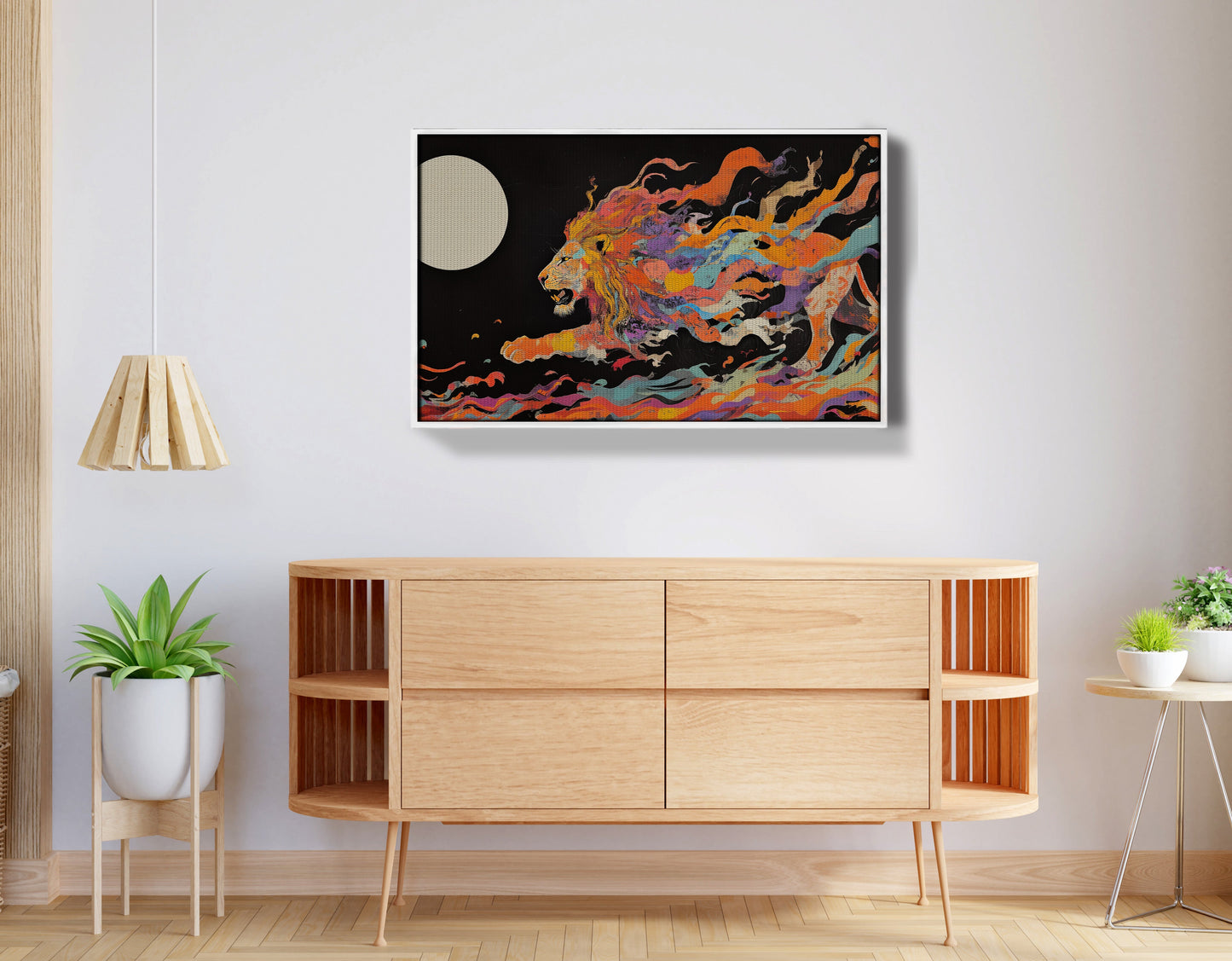 Fiery Lion Moon Black African American canvas print view 62