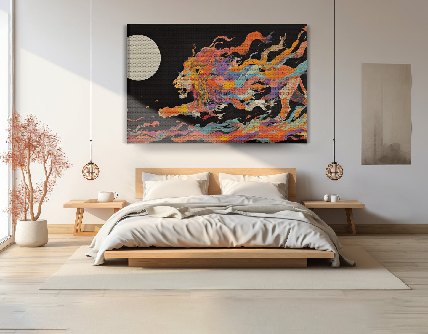 Fiery Lion Moon Black African American canvas print view 15